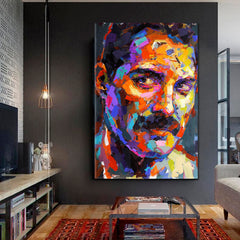 FREDDIE  Freddie Mercury Abstract Portrait Fine Art  - Vertical 1 panel Celebs Canvas Print Artesty   