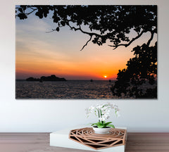 Bright Red Sunset Tropical Island Coast in Indian Ocean Landscape Scenery Landscape Fine Art Print Artesty   