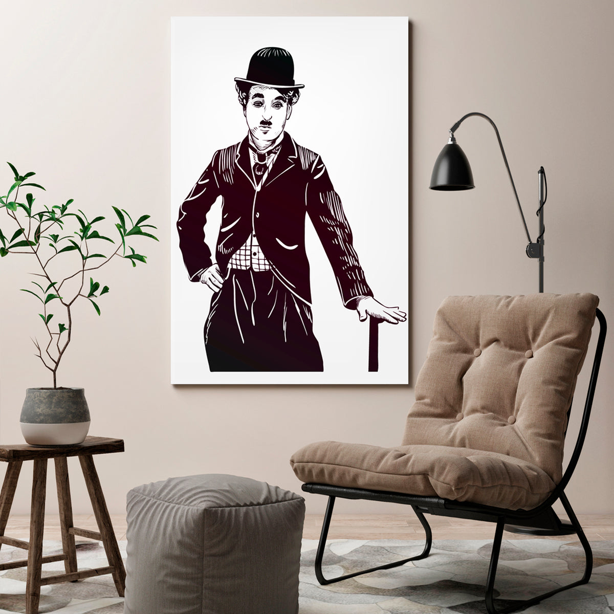 Charlie Chaplin Artwork Celebs Canvas Print Artesty 1 Panel 16"x24" 