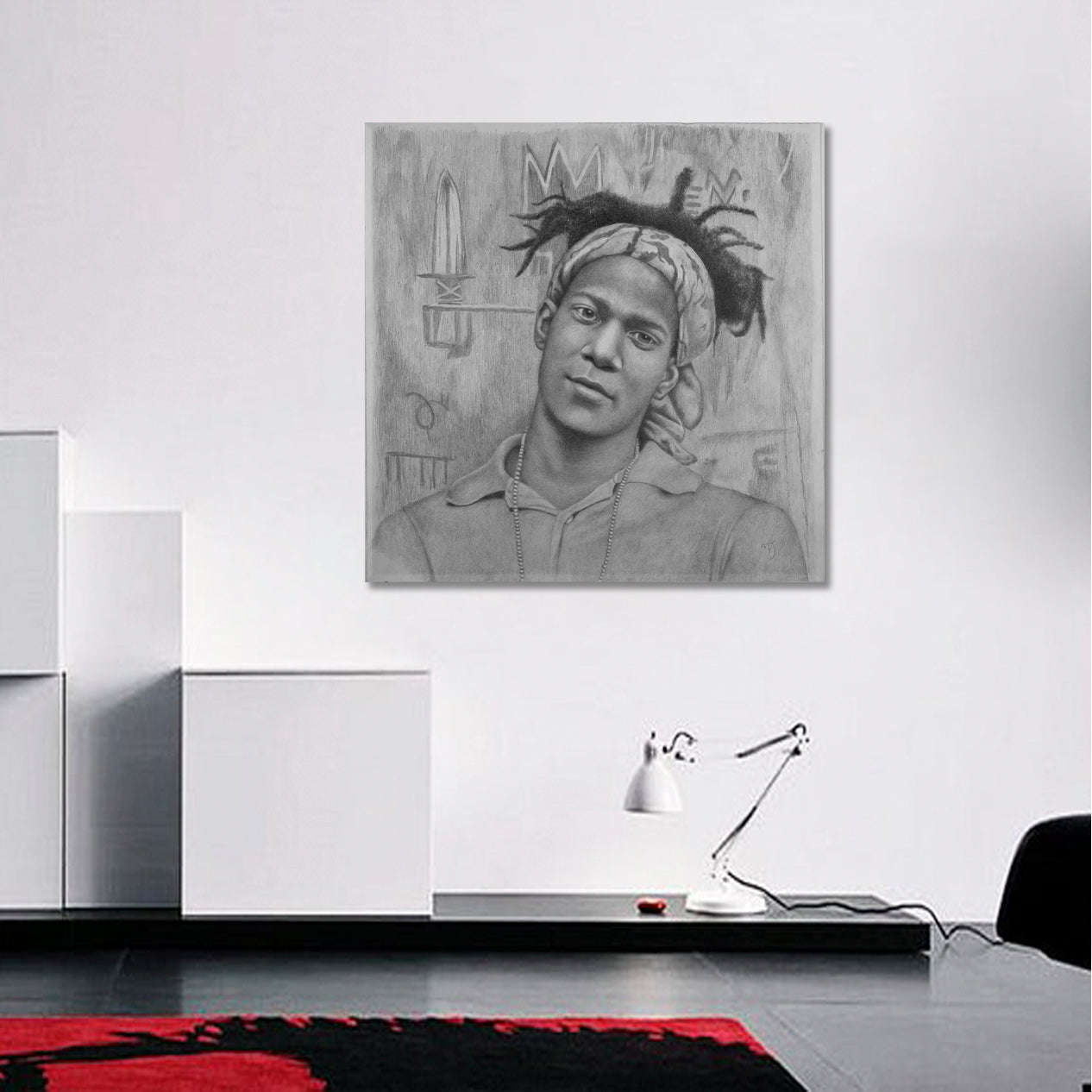 BASQUIAT PORTRAIT Jean Michel Basquiat Black And White - S Celebs Canvas Print Artesty   