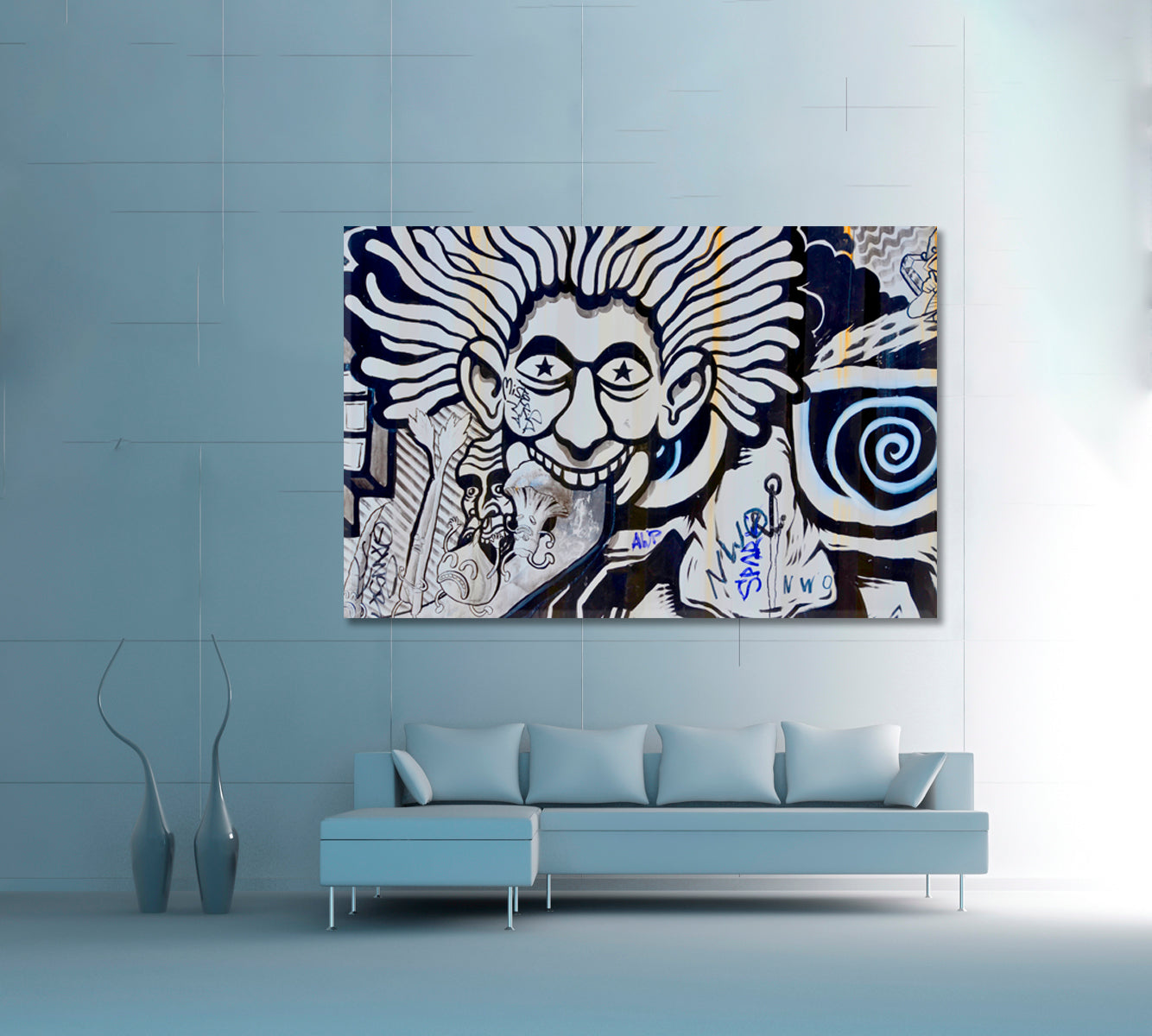 Whimsical Wall Graffity Street Art Doodle Fine Art Canvas Print Street Art Canvas Print Artesty   