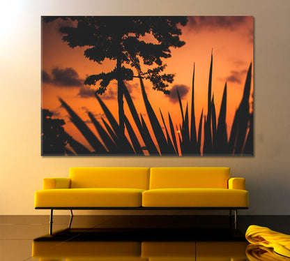 Amazing Romantic Colorful Red Sunset Exotic Tropical Islands Canvas Print Nature Wall Canvas Print Artesty   