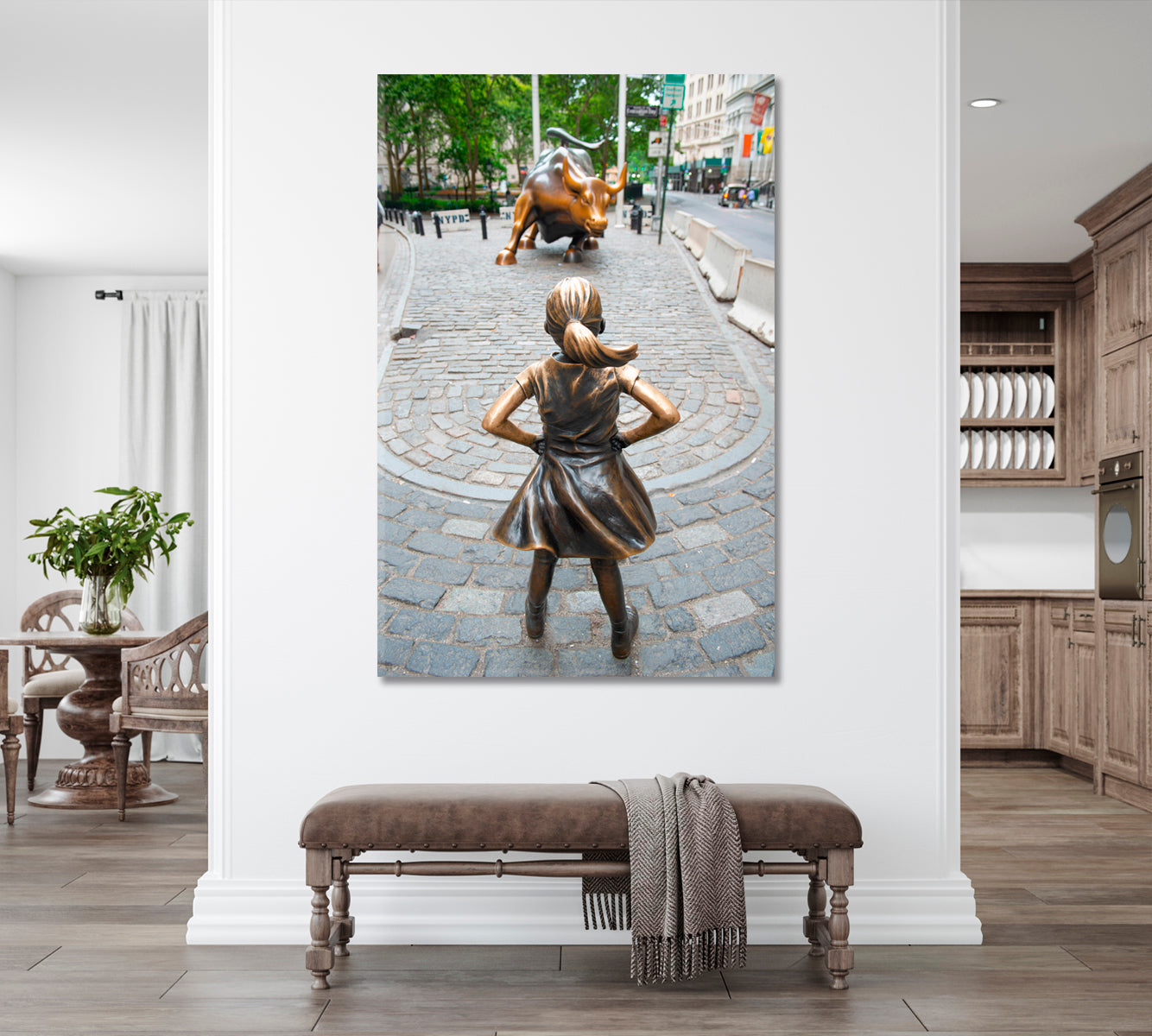 Fearless Girl Facing Charging Bull Urban Attraction USA - V Cities Wall Art Artesty   