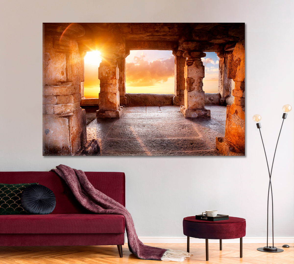 Ancient Temple with Columns Wall Art Canvas Print Photo Art Artesty 1 panel 24" x 16" 
