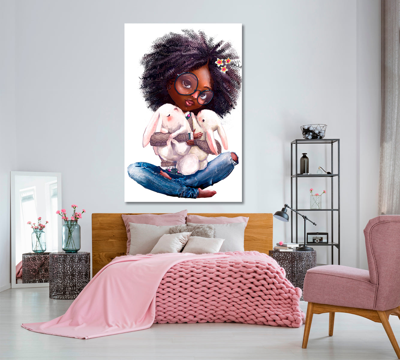 KIDS ART Cute Little Girls Sweet Kids Baby Nursery Home Room Decor Canvas Print | Vertical Kids Room Canvas Art Print Artesty   