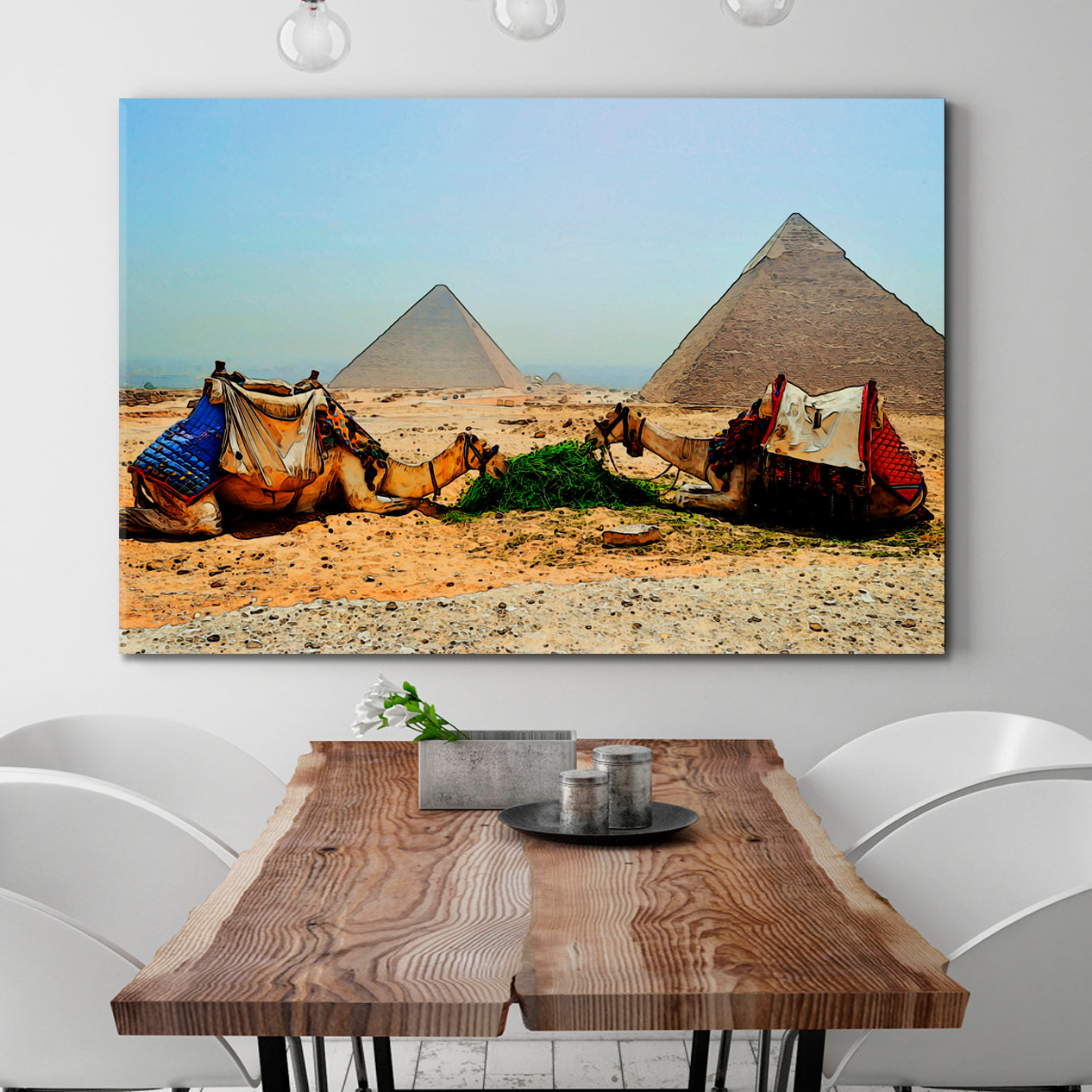 EGYPT Desert Sand Pyramyd Camel Famous Landmarks Artwork Print Artesty 1 panel 24" x 16" 