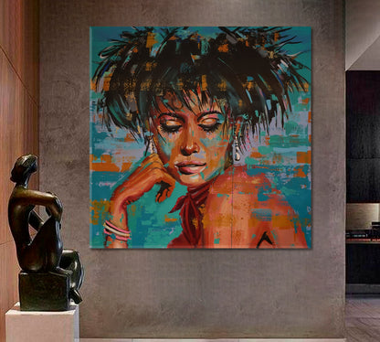 MISS ENIGMA | Abstract Art Grunge Street Art Style Canvas Print - Square People Portrait Wall Hangings Artesty   