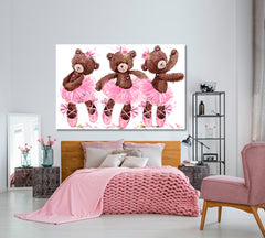 Kids Room Nursery Concept Cute Teddy Bear Sweet Cartoon Ballerina Canvas Print Kids Room Canvas Art Print Artesty   