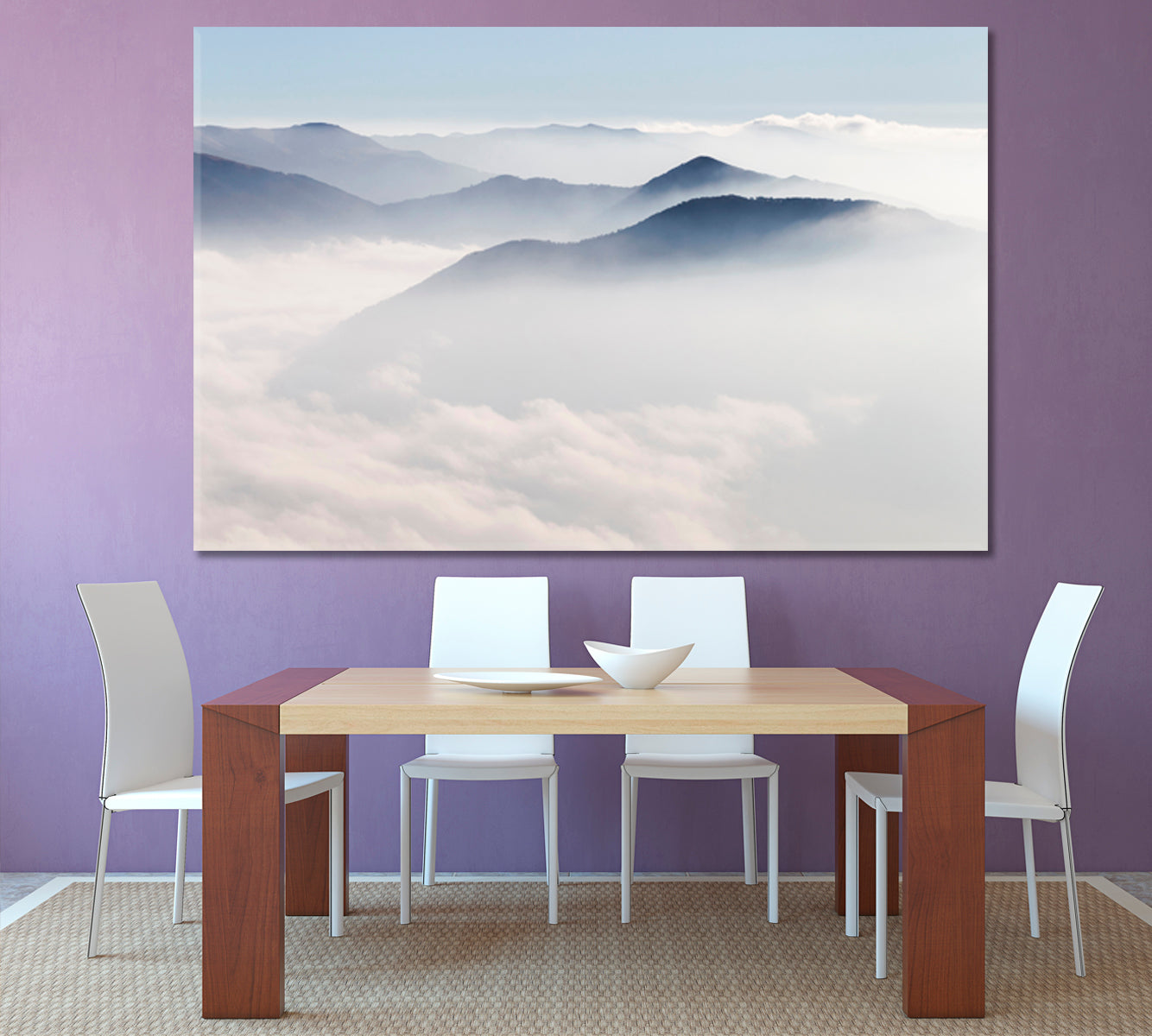 Misty Mountains Awesome Morning Moment Natural Landscape Scenery Foggy Cloudy Sky Scenery Landscape Fine Art Print Artesty 1 panel 24" x 16" 