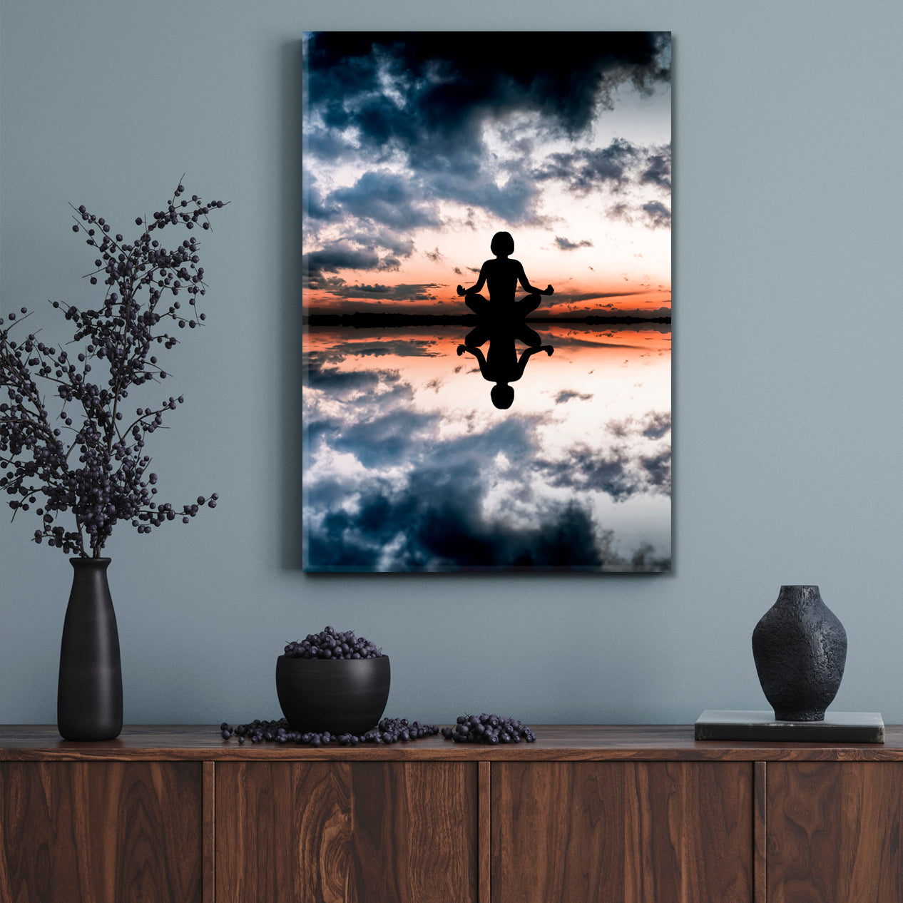 YOGA Sunset Woman on Sea Coast Landscape Spa, Zen Wall Canvas Art Artesty   