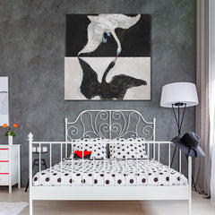 BLACK & WHITE SWAN Abstract Modern Hilma Klint Style - S Fine Art Artesty   