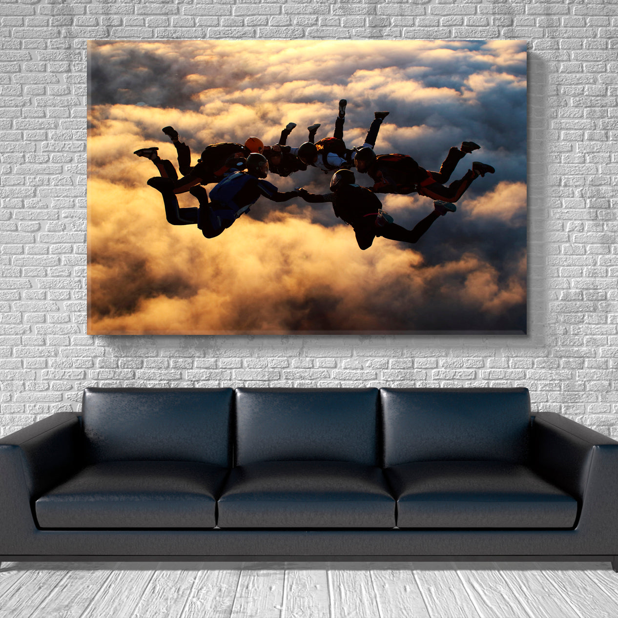 Sunset Skydiving Skyscape Canvas Artesty 1 panel 24" x 16" 