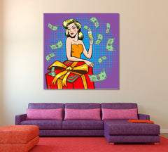 HAPPY LIFE Retro Pop Art Comic Style Pop Art Canvas Print Artesty   