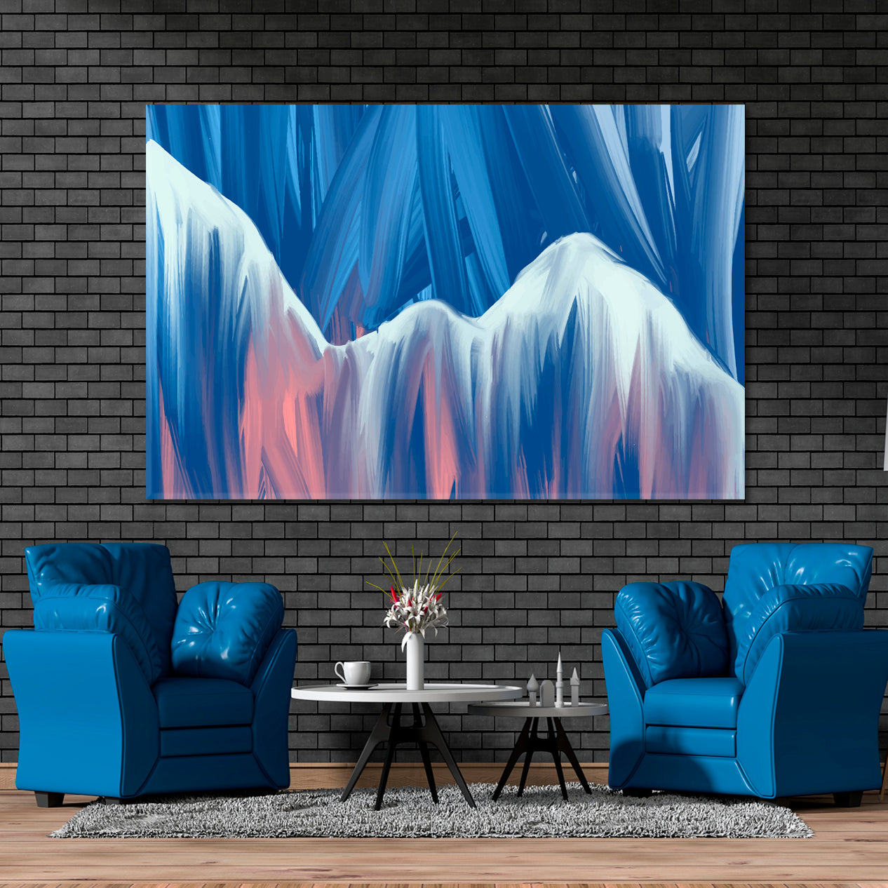 Brush Strokes Abstract Mountains Landscape Modern Art Abstract Art Print Artesty   