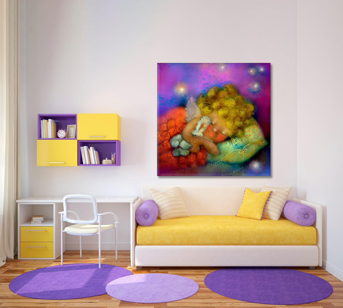 Sweet Little Angel Sleeping at Night KIDS ROOM NURSERY | S Kids Room Canvas Art Print Artesty   