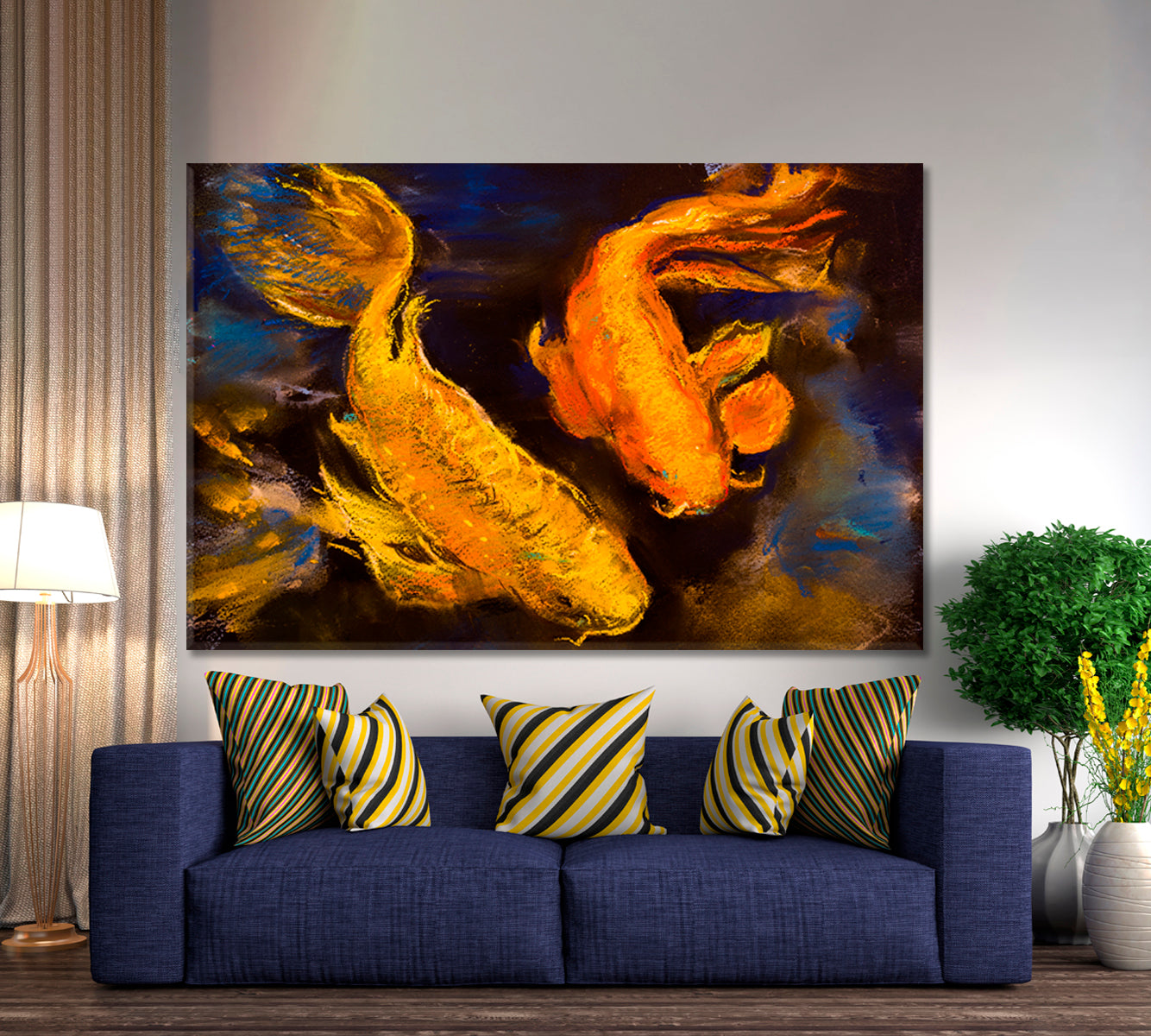 Koi Carp Beautiful Koi Fish Pastel Modern Art Canvas Print Fine Art Artesty   