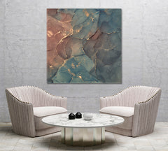 Modern Fluid Art Abstract Multicolored Marble Painting Fluid Art, Oriental Marbling Canvas Print Artesty 1 Panel 12"x12" 