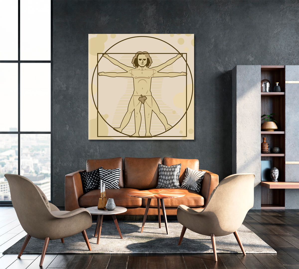 Da Vinci Vitruvian Man Abstract Poster Fine Art Artesty 1 Panel 12"x12" 