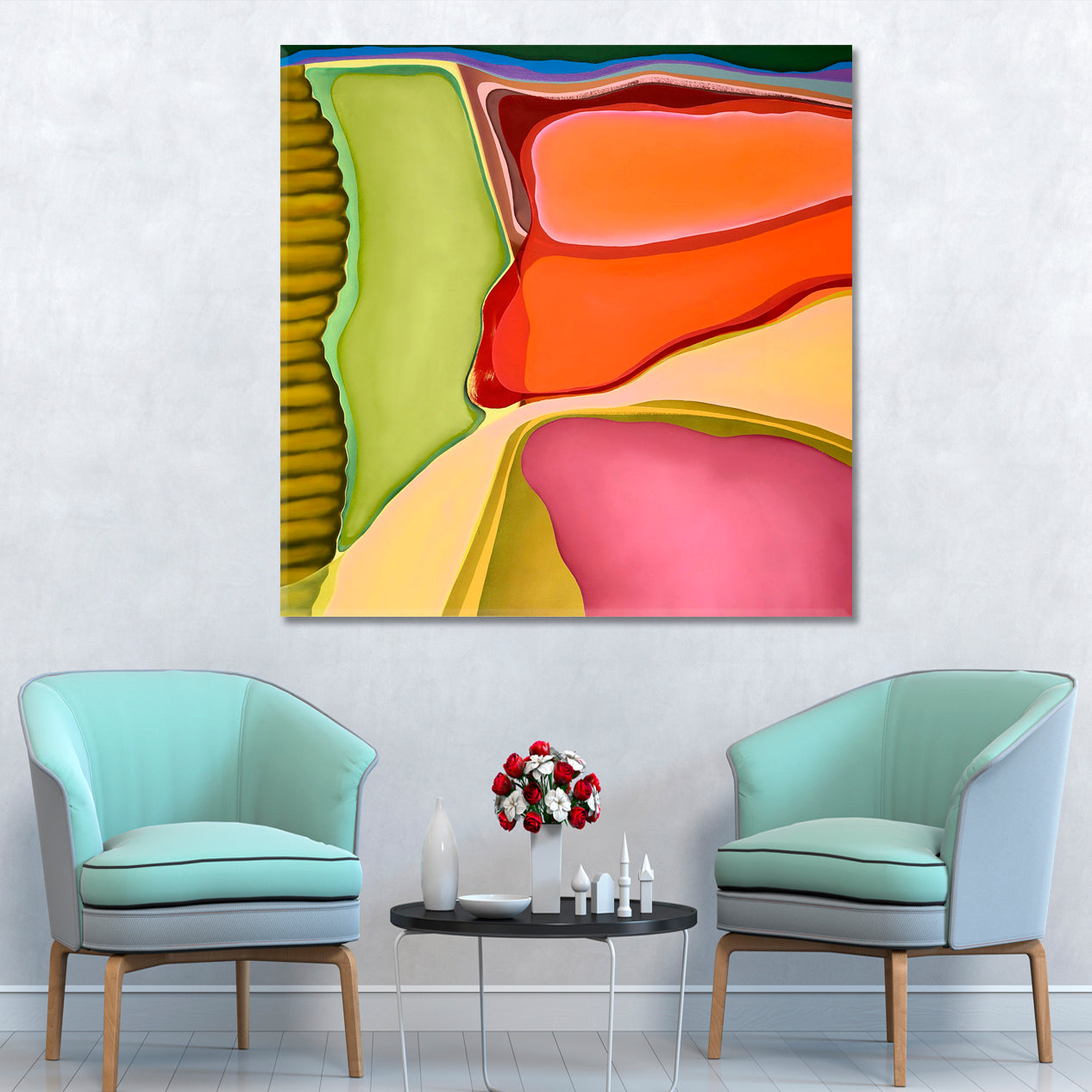 ABSTRACT Vibrant Swirling Multiple Layers Shapes Planes Composition Abstract Art Print Artesty   