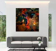 Burning Eye of God Clock Hands Complex Surreal Modern Painting Surreal Fantasy Large Art Print Décor Artesty   