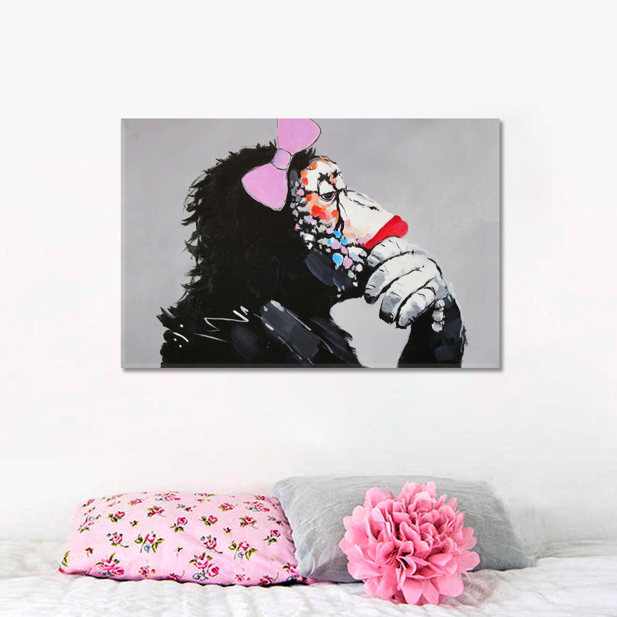 FUNNY MONKEY Pop Art Style Modern Framed Gorilla Monkey Animals Canvas Print Artesty   