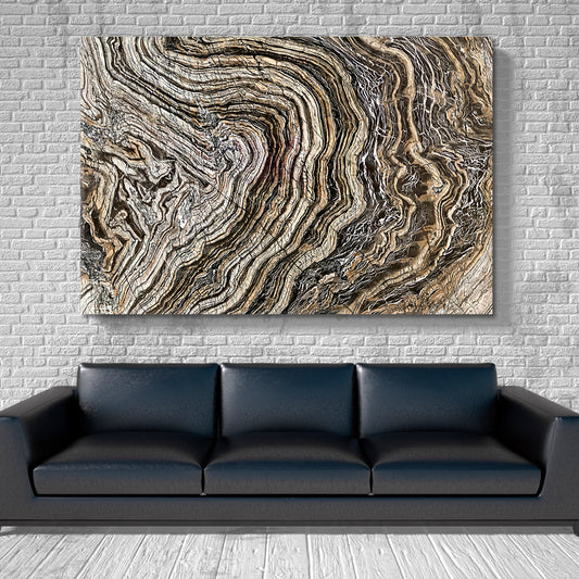 Marble Wave Pattern Tree Age Rings Brown Abstract Fluid Art, Oriental Marbling Canvas Print Artesty   