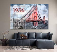 SAN FRANCISCO Graffiti Mural Golden Gate Bridge Canvas Print Famous Landmarks Artwork Print Artesty   
