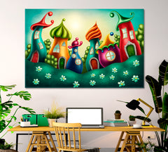 KIDS ROOM FANTASY CONCEPT Colorful Fairy Town Canvas Print Kids Room Canvas Art Print Artesty   