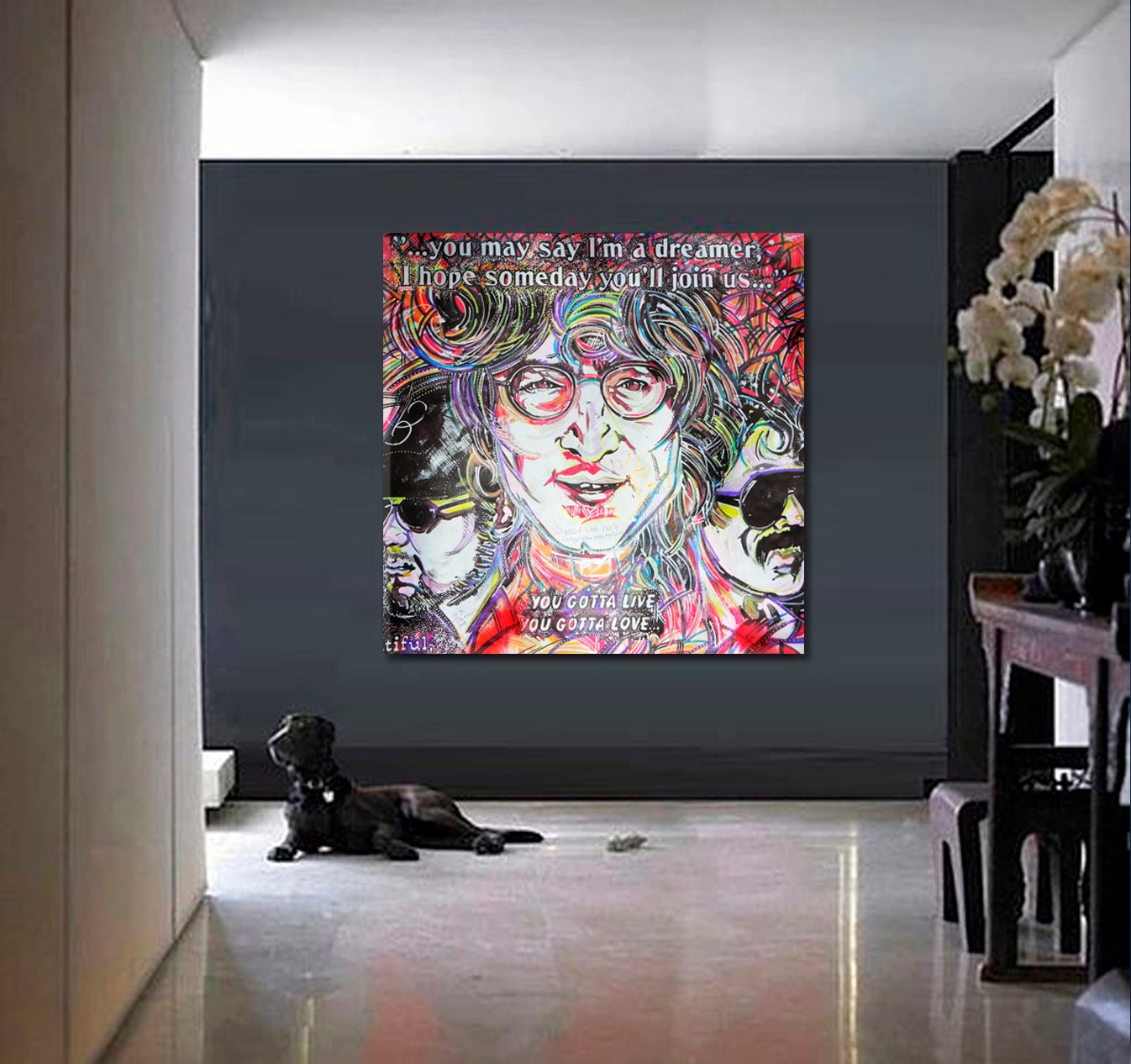 John Lennon Inspired Lyrics from Beatles Songs Street Art - S Street Art Canvas Print Artesty   
