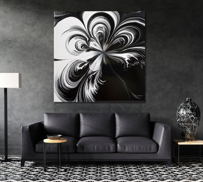 Black And White Abstract Poster Fluid Art, Oriental Marbling Canvas Print Artesty   