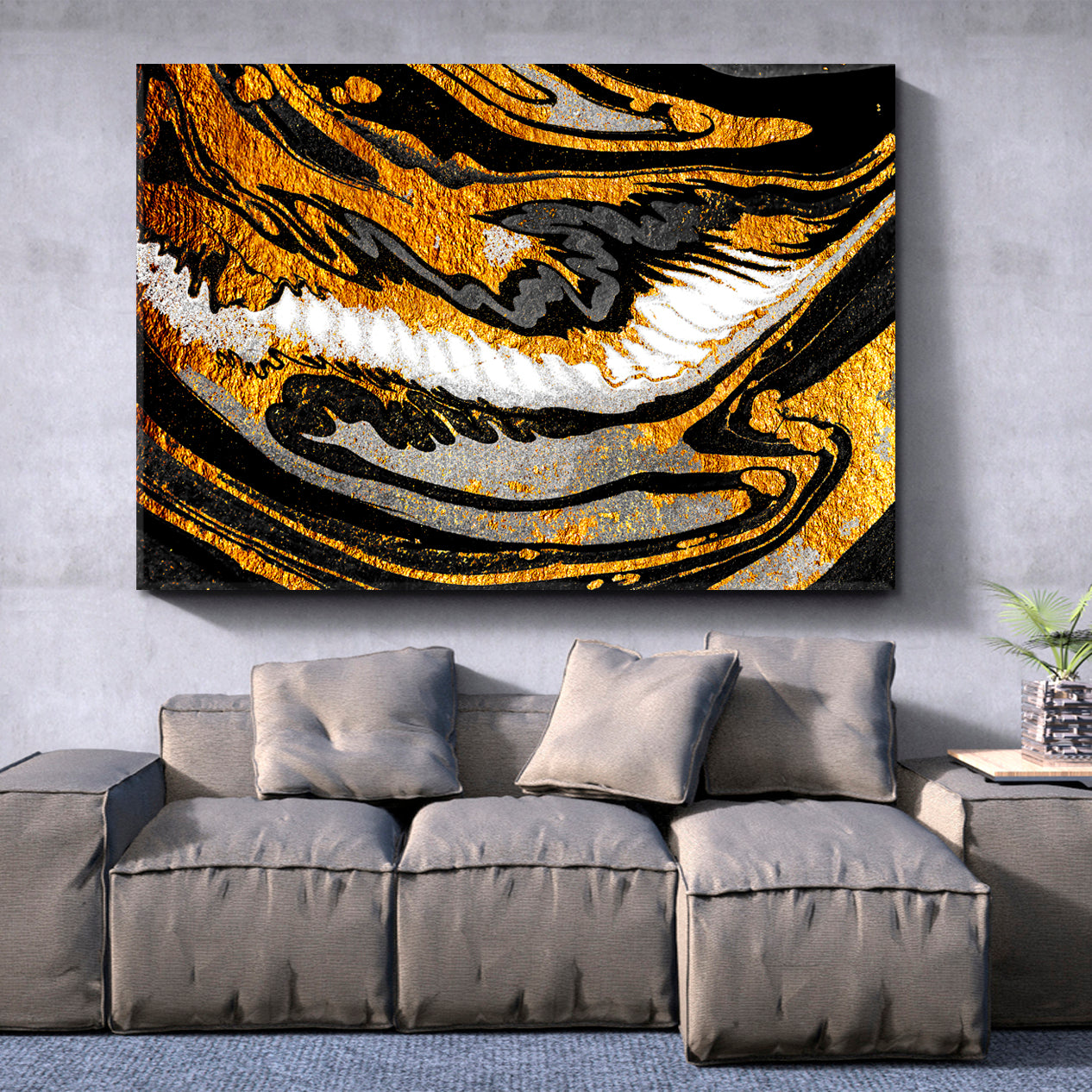 Agate Black Golden Swirl Oriental Suminagashi Japanese Marbling Fluid Art, Oriental Marbling Canvas Print Artesty 1 panel 24" x 16" 