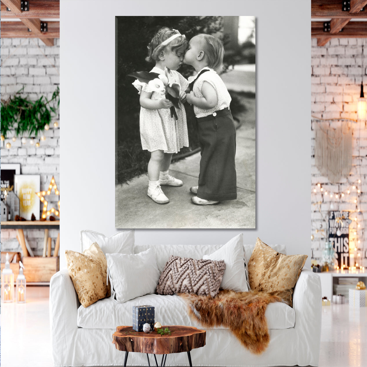 FIRST LOVE Adorable Kids Retro Vintage Vintage Affordable Canvas Print Artesty   