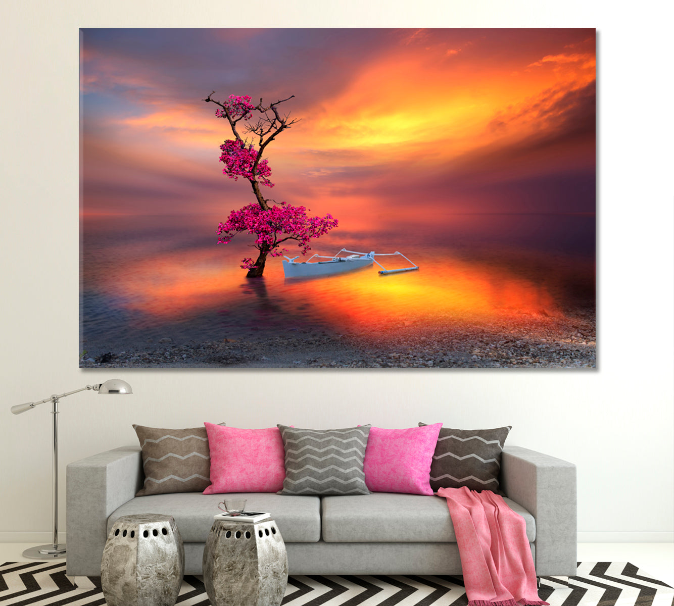 Beautiful Tree on the Beach Fantasy Landscape Canvas Print Scenery Landscape Fine Art Print Artesty 1 panel 24" x 16" 