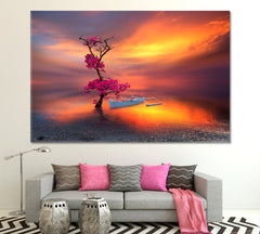 Beautiful Tree on the Beach Fantasy Landscape Canvas Print Scenery Landscape Fine Art Print Artesty 1 panel 24" x 16" 
