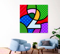 2 TWO Modern POP ART NUMBER Learning Concept for Children Abstract Art Print Artesty 1 Panel 12"x12" 