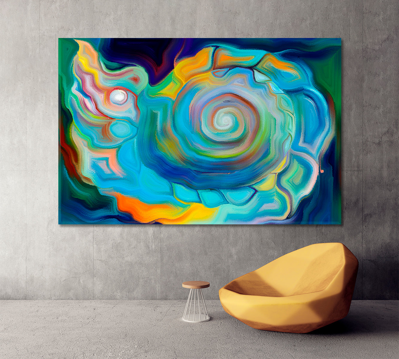 SEA LIFE IN FORMS  Abstract Seashell Vivid Contemporary Abstraction Canvas Print Abstract Art Print Artesty   