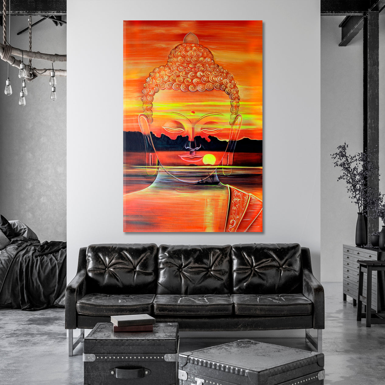 Lord Buddha Meditation Beautiful Sun and Sea Landscape Scenery Landscape Fine Art Print Artesty 1 Panel 16"x24" 