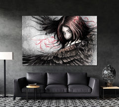 BEAUTIFUL ANGEL Girl with Eagle Wings Fantasy Concept TV, Cartoons Wall Art Canvas Artesty   