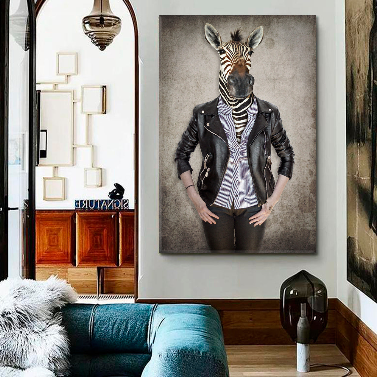 HIPSTER ZEBRA Vintage Style Poster Fashion Canvas Print Artesty   