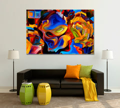 Human Face And Colorful Abstract Shapes Consciousness Art Artesty 1 panel 24" x 16" 