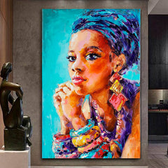 BLACK BEAUTY FASHION Magnificent Beautiful African Women Trendy African American Art - Vertical Fine Art Artesty   