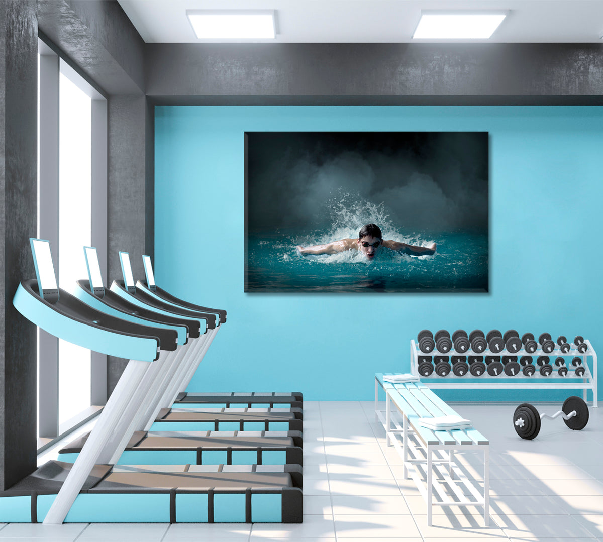 POWER Professional Swimmer Motivation Sport Poster Print Decor Artesty 1 panel 24" x 16" 