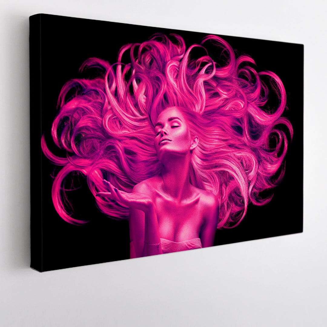 Pink Fluttering Hair Beautiful Woman Hairstyle Beauty Salon Concept Beauty Salon Artwork Prints Artesty   