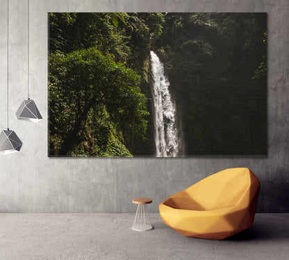 Huge Waterfall Nung Nung Bali Jungle Rainforest Scenic Landscape Nature Wall Canvas Print Artesty   