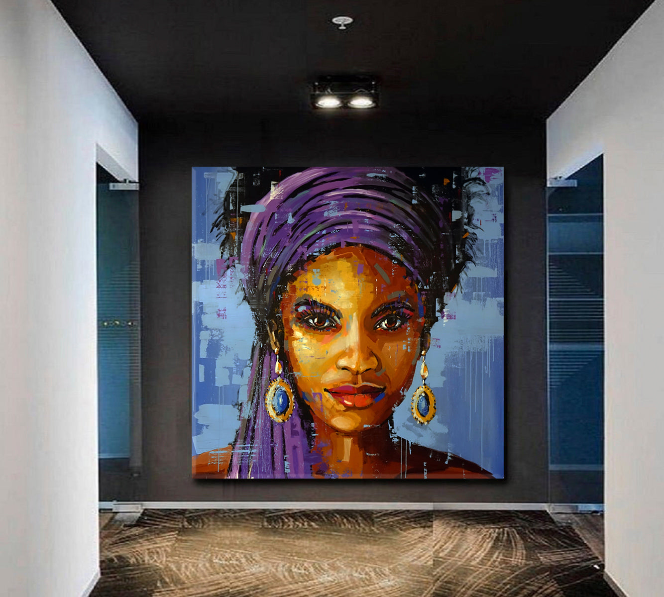 ROYAL PURPLENESS | Fine Art Portrait Woman Grunge Graffiti Style Canvas Print - Square People Portrait Wall Hangings Artesty   