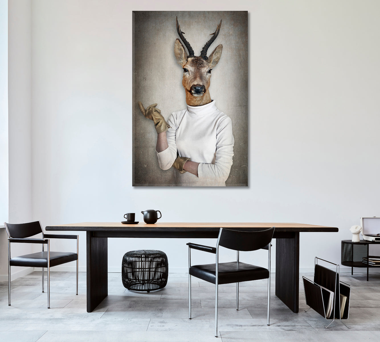 STYLISH HIPSTER DEER Vintage Style Poster Office Wall Art Canvas Print Artesty   