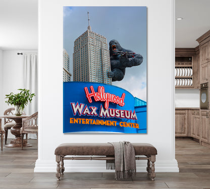 KING KONG Climbing Up Empire State Building Photo Canvas Print | Vertical Famous Landmarks Artwork Print Artesty   