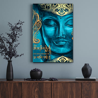 Gautama Buddha Mantra Om Mani Padme Hum Tibetan Buddhism Religious Modern Art Artesty   