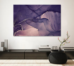Purple Mixing Ink Abstract Marble Swirls Fluid Veining Fluid Art, Oriental Marbling Canvas Print Artesty   