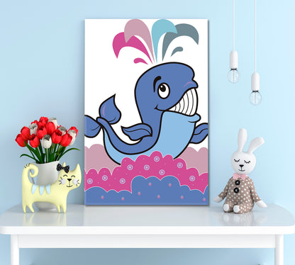 Cheerful Whale Kids Room Art Kids Room Canvas Art Print Artesty   